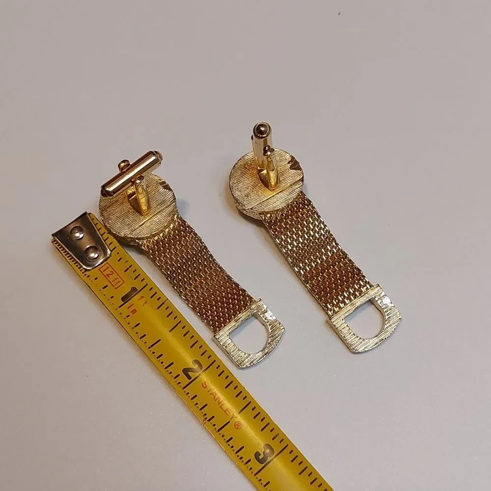 Vintage Swank Mesh Wraparound Cufflinks Gold Tone